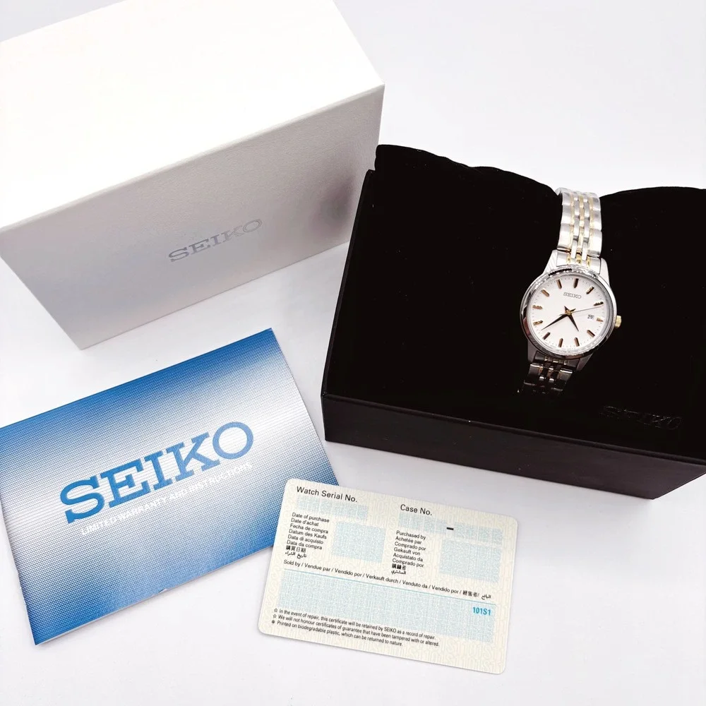 Seiko Ladies SUR834 Two Tone Silver Gold Watch White Dial New box Gift for her